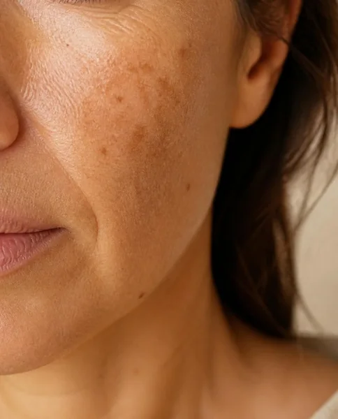 Mejilla con manchas solares